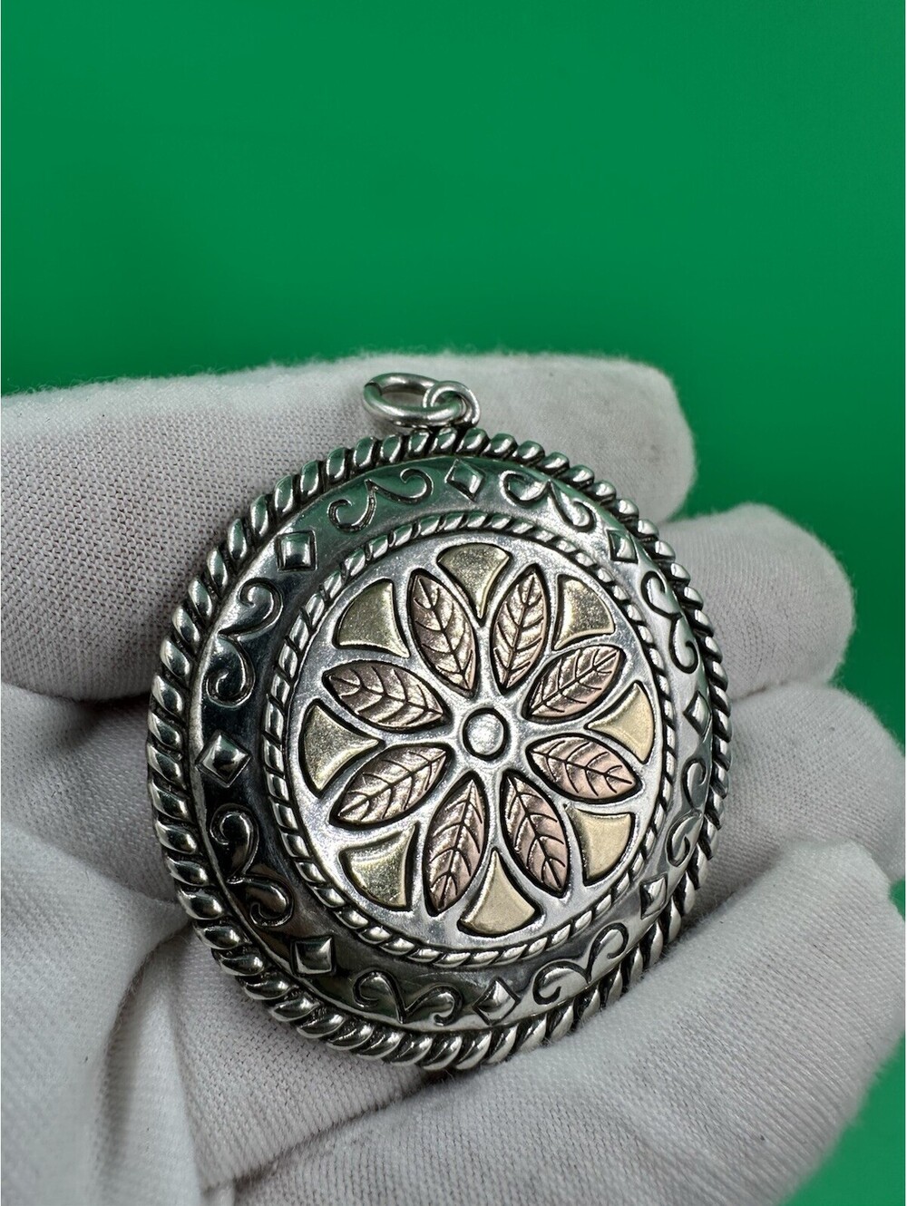 Carolyn Pollack Relios Southwestern Medallion Pendant 14K Sterling Silver 925